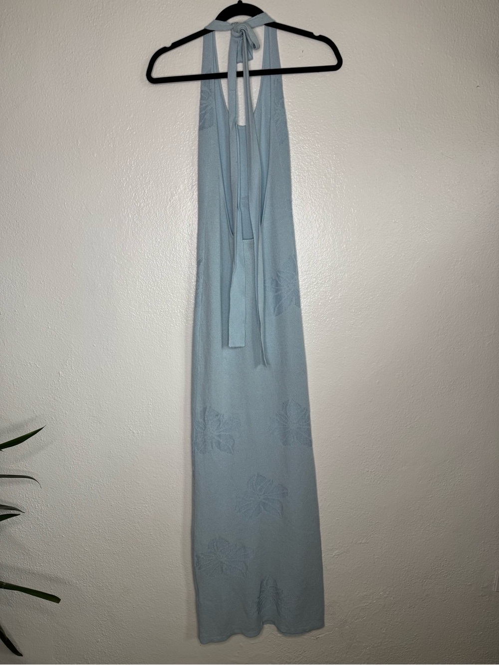 SNDYS x Revolve Light Blue Tahiti Halter Maxi Dress with Tie Back Sz M - Picture 9 of 11
